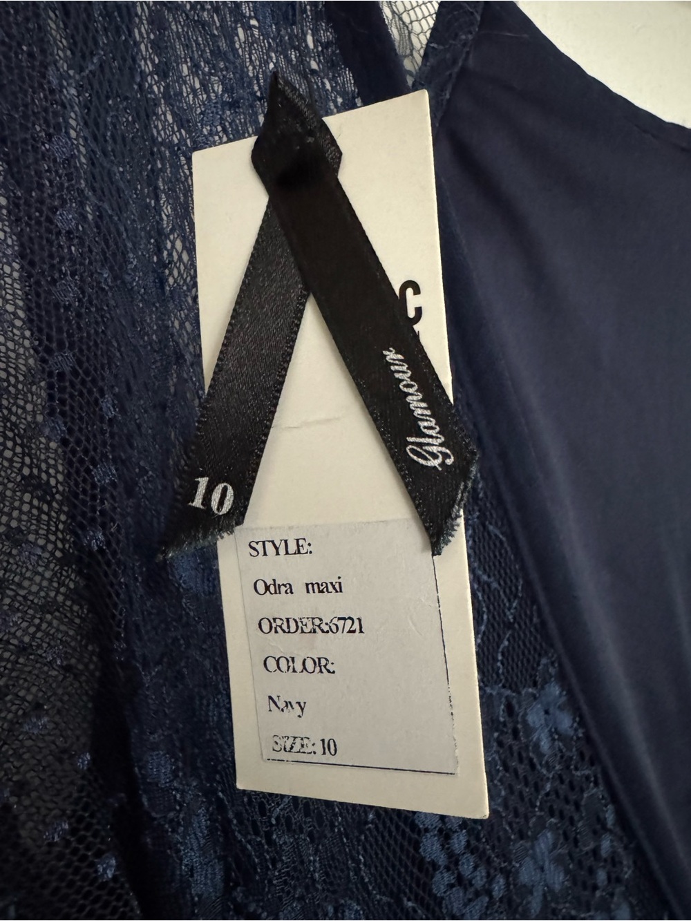 NWT Elegant Navy Maxi Dress with Sheer Puff Sleeves - Picture 5 of 6